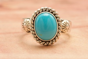 Artie Yellowhorse Genuine Sleeping Beauty Turquoise Sterling Silver Ring